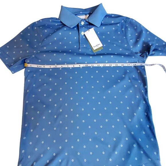 Mens Blue Polka Dot Polo Shirt M Standard Fit By Goodfellow & Co  button closure - Picture 3 of 8